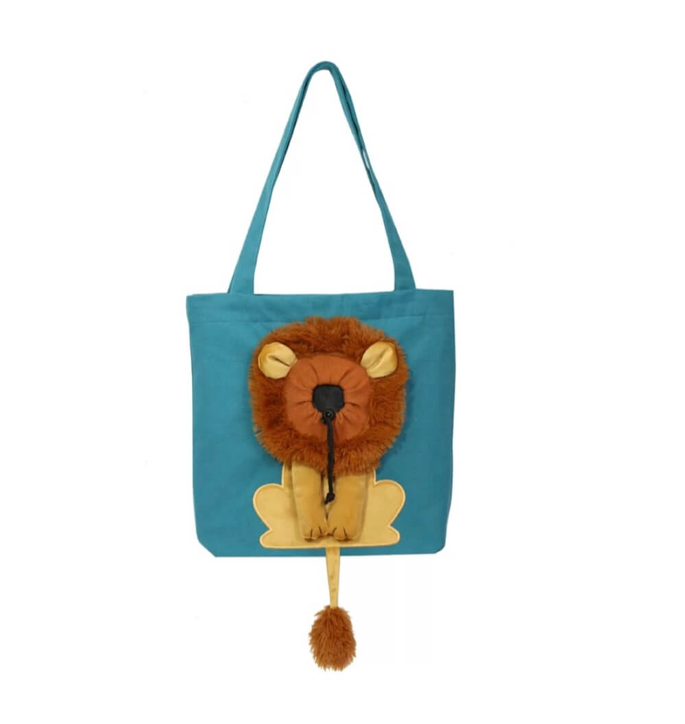 Lion Cat Carrier Bag | Canvas Tote Handbag Cat Carrier | Bag With Hole For Cat Head | Pet Grow