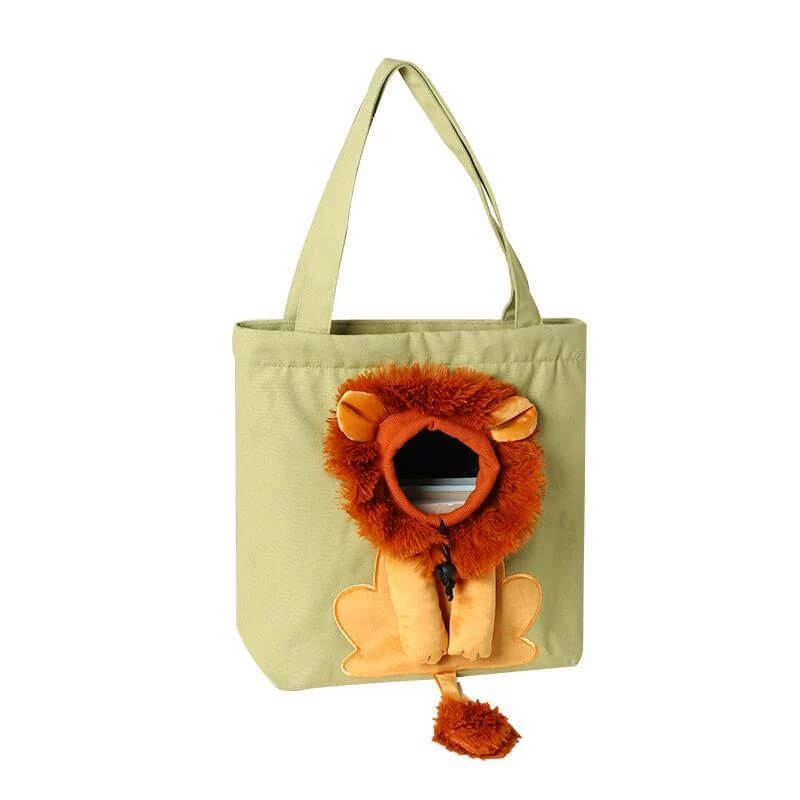 Lion Cat Carrier Bag | Canvas Tote Handbag Cat Carrier | Bag With Hole For Cat Head | Pet Grow